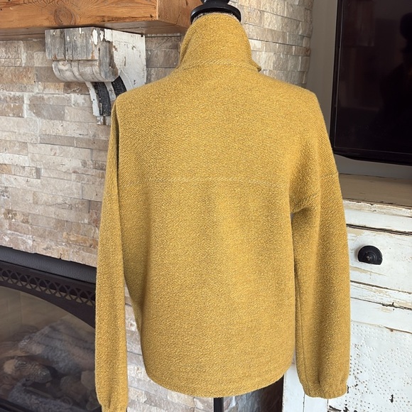 Prana yellow Glen Ivy pullover 1/4 zip quilted center two zip pockets fleece - Picture 13 of 16